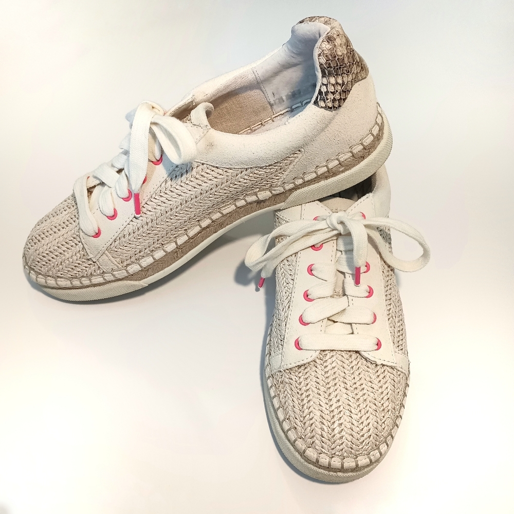 DOLCE VITA Womens Ivory Madox Platform Espadrille Leather Snake Sneakers 8